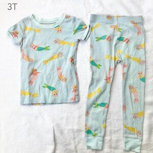 (🎨$3 PLAY) Old Navy 3T Toddler Otter Mermaid Pajamas Matching Set Spring